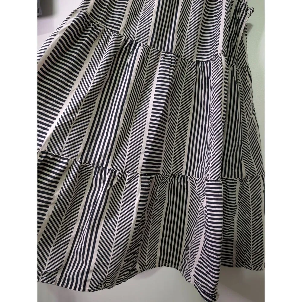 Striped Tiered 100% Cotton Summer Dress Size Small Cottagecore Ruffle - Picture 4 of 8
